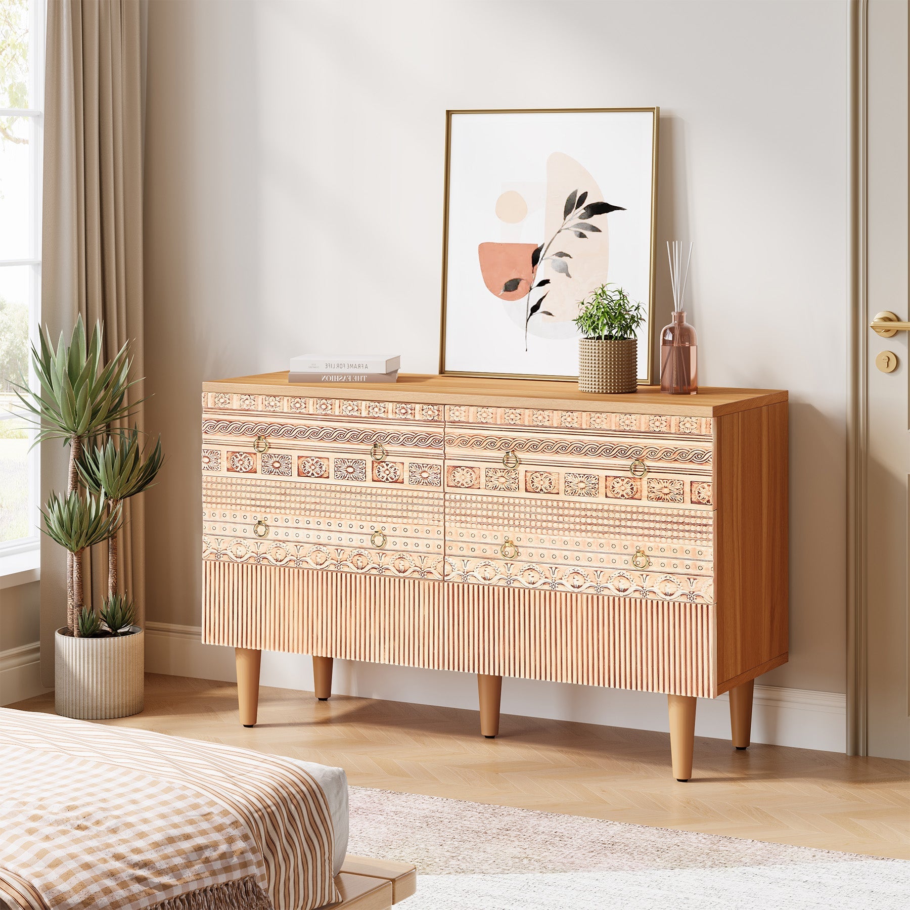 Chest of Drawers,  Farmhouse Dresser Storage with 6 drawers