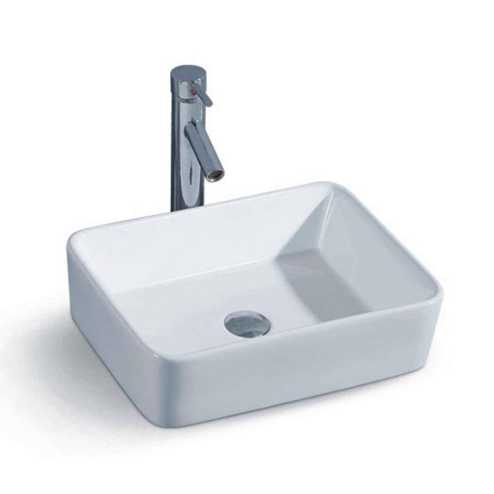 Elanti Tall-Edged Vessel Sink in White EC1606