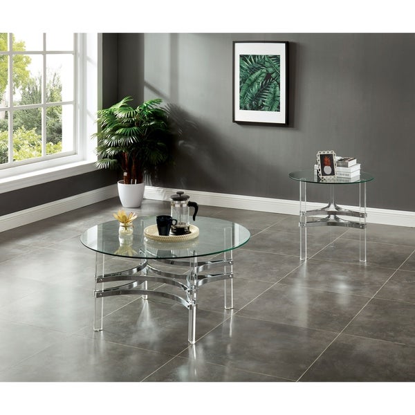 Furniture of America Oliver Contemporary Chrome 35-inch Coffee Table