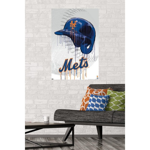 Trends International Mlb New York Mets Drip Helmet 22 Unframed Wall Poster Prints