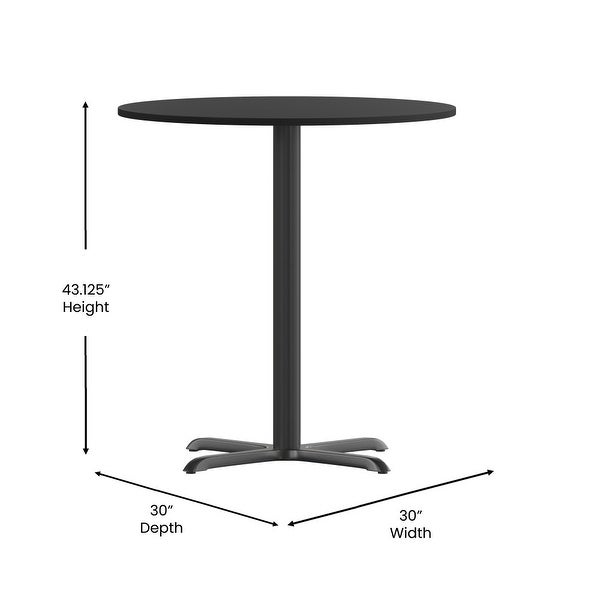 30'' Round Laminate Table Top with 22'' x 22'' Bar Height Table Base