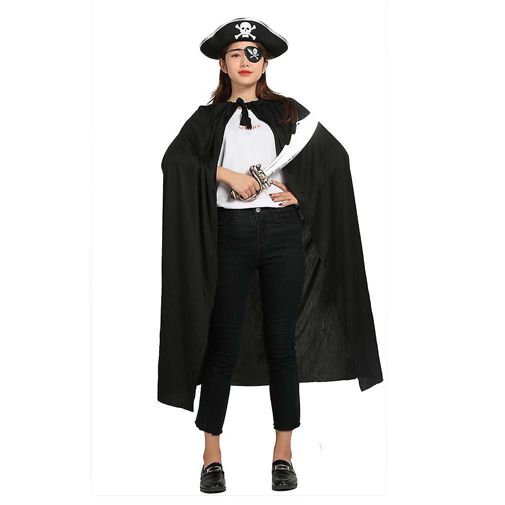 4 Pcs  Cosplay Zorro Pirates Cloak Set Halloween Cape Black Poncho For Kids