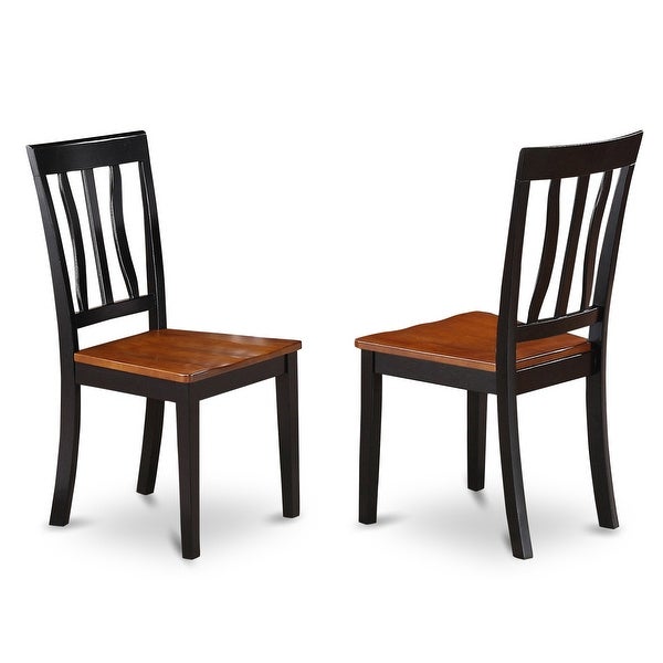 3-piece Dining Set Contains Round Table and 2 Dining Chairs in Black and Cherry Finish (Chairs Seat Options)