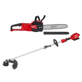 MW M18 FUEL 14 in. 18-Volt Lithium-Ion Brushless Electric Battery Chainsaw  String Trimmer wQuik-Lok Combo (2-Tool) 2727-20C-2825-20ST