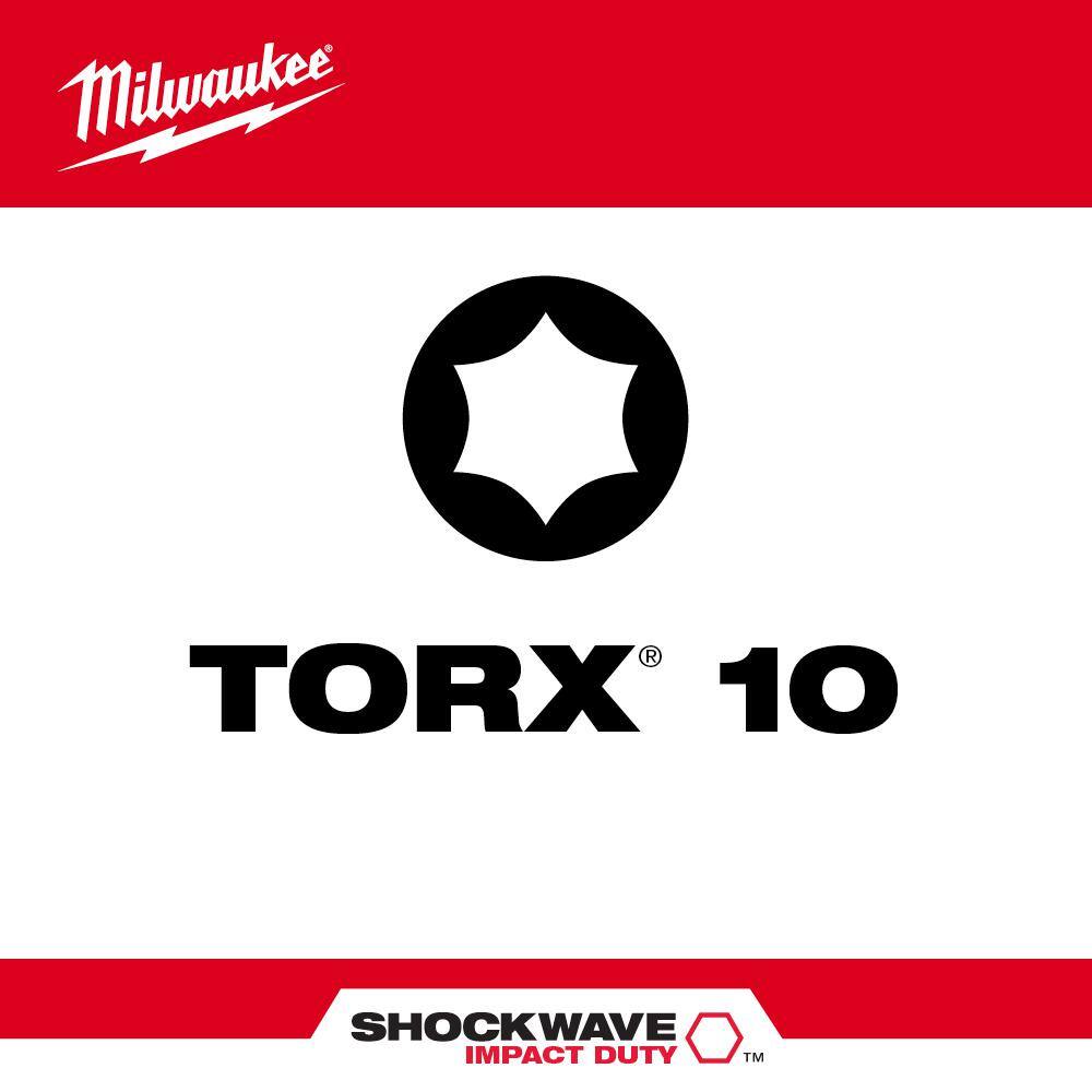 MW SHOCKWAVE Impact Duty 3-12 in. T10 Torx Alloy Steel Screw Driver Bit (2-Pack) 48-32-4676