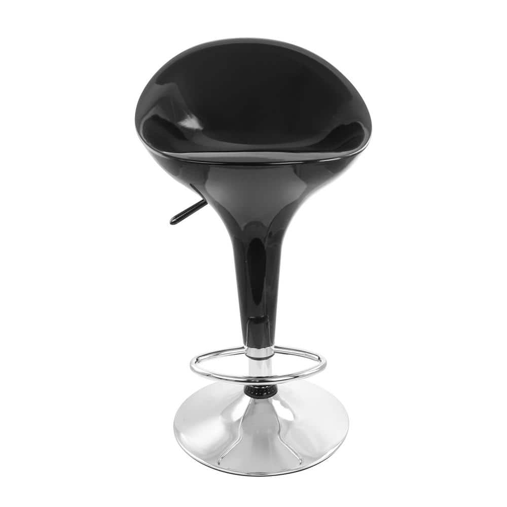 Elama 2-Piece Modern Bombo Adjustable 30.31 in. Bar Stool in Black with Chrome Base 985116247M