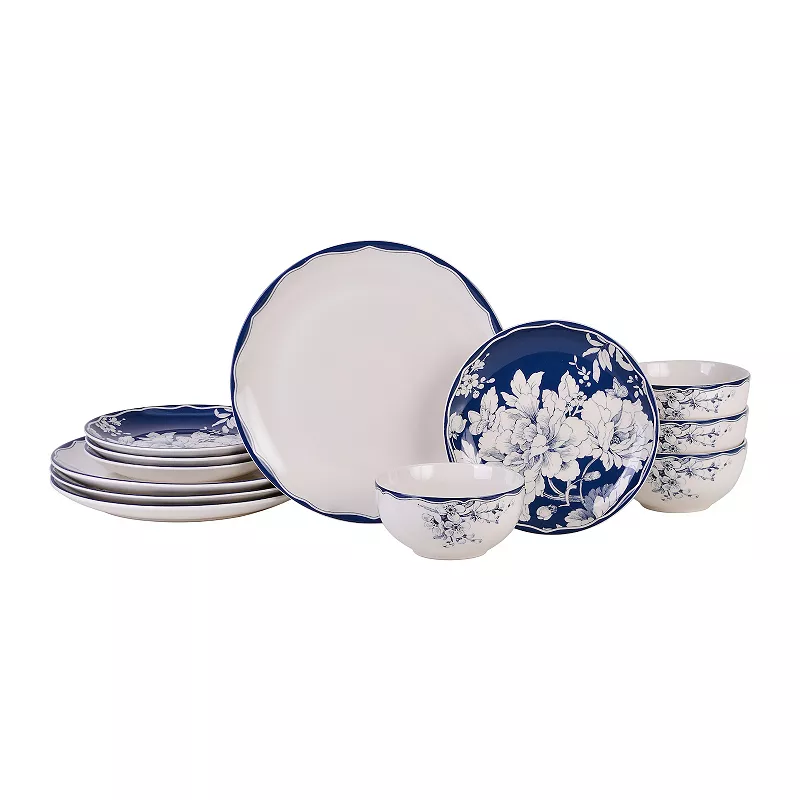 222 Fifth Brittany Navy 12-pc. Dinnerware Set