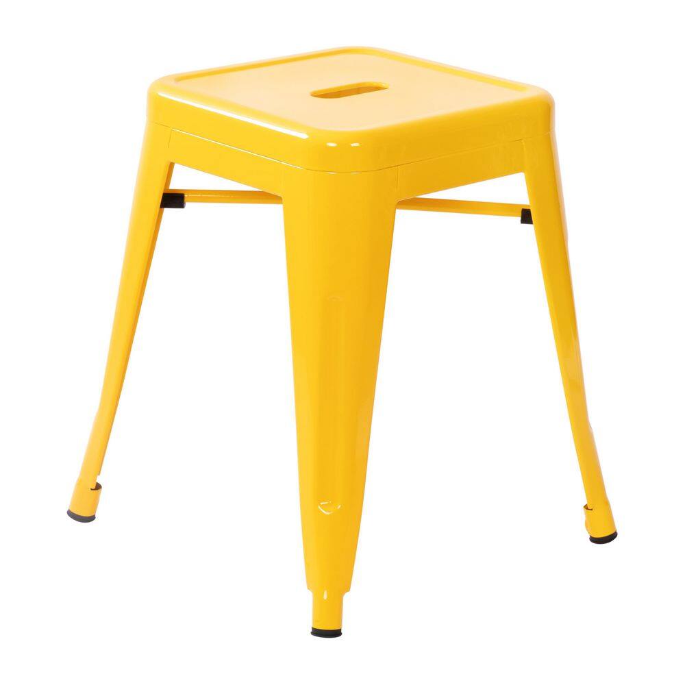 Carnegy Avenue 18 in. Yellow Backless Metal Bar Stool with Metal Seat Set of 4 CGA-ET-509915-YE-HD