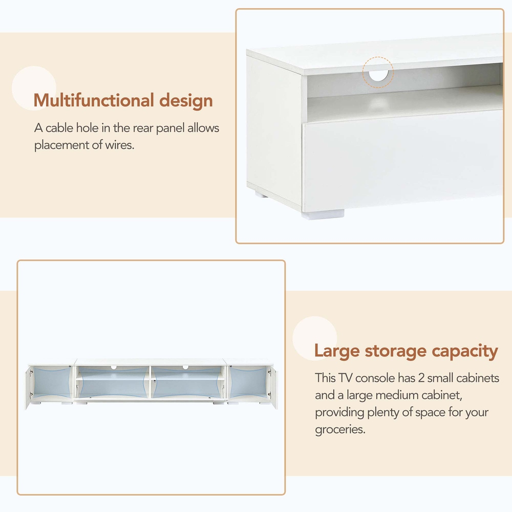 Rattan Style 3 pics TV Console Table for TVs Up to 90\