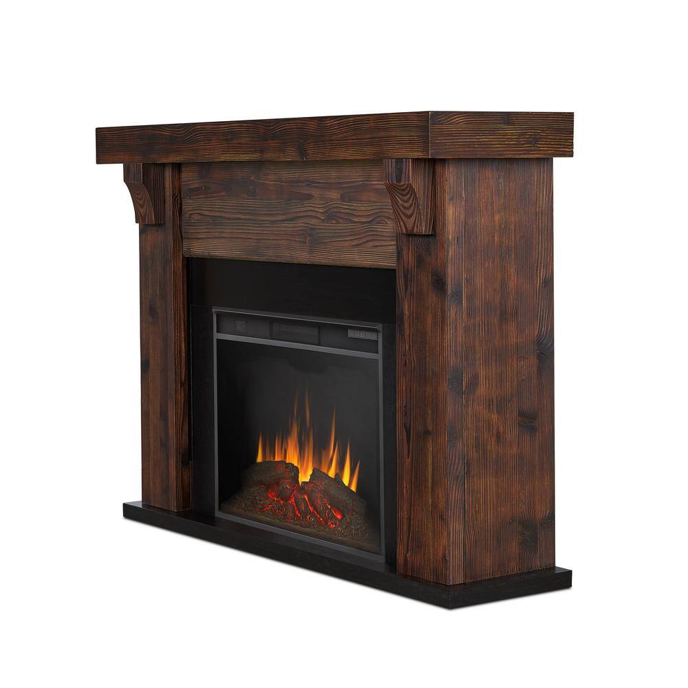 Real Flame Gunnison Grand 64 in. Freestanding Wooden Electric Fireplace in Chestnut Barnwood 8700E-CHBW