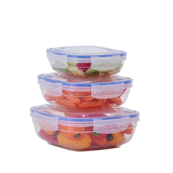 3 Pack Shallow Square Sealed Containers - 20 oz.， 35 oz.，58 oz.