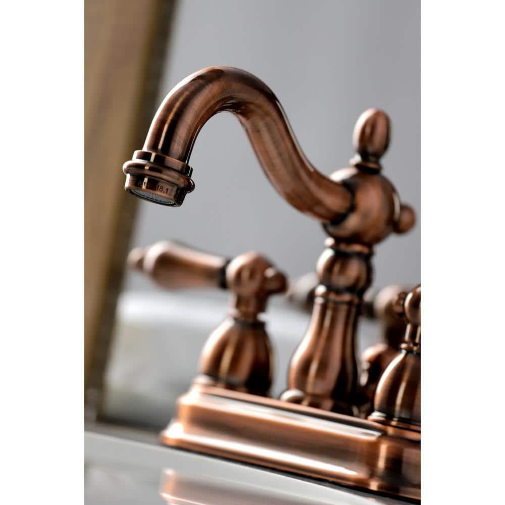 Kingston Brass Heritage 4 in Centerset 2Handle Bathroom Faucet in Antique Copper