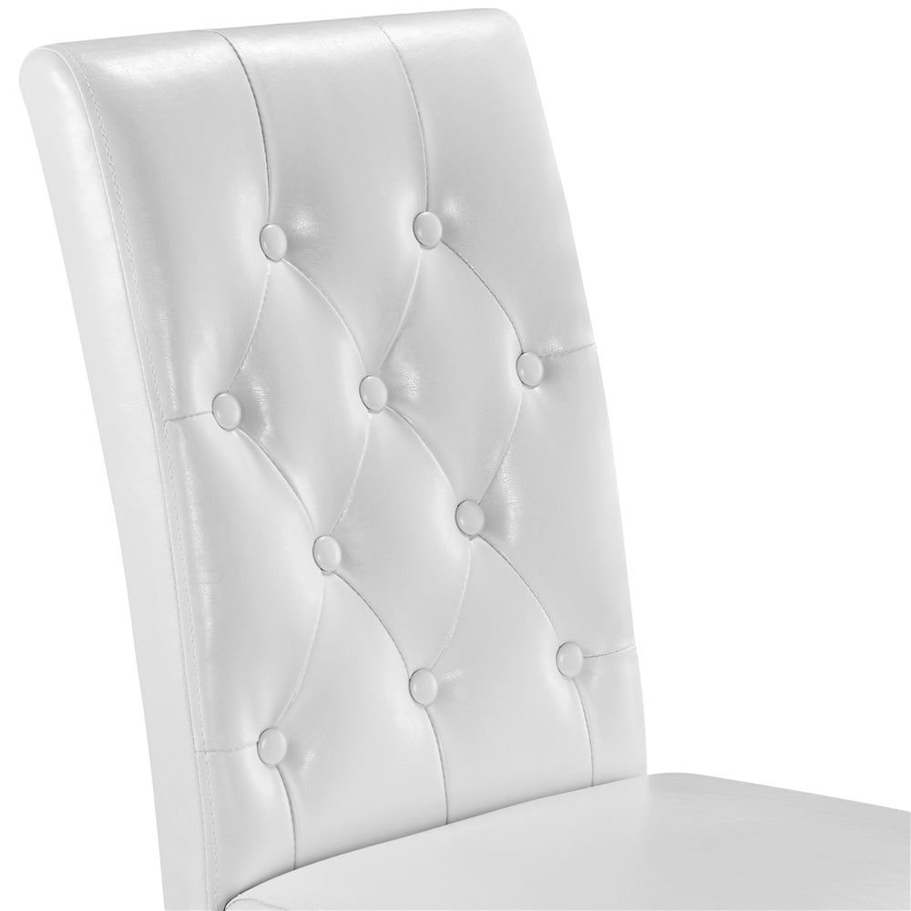 Easyfashion Leather Tufted Padded Dining Chair， Set of 2， White