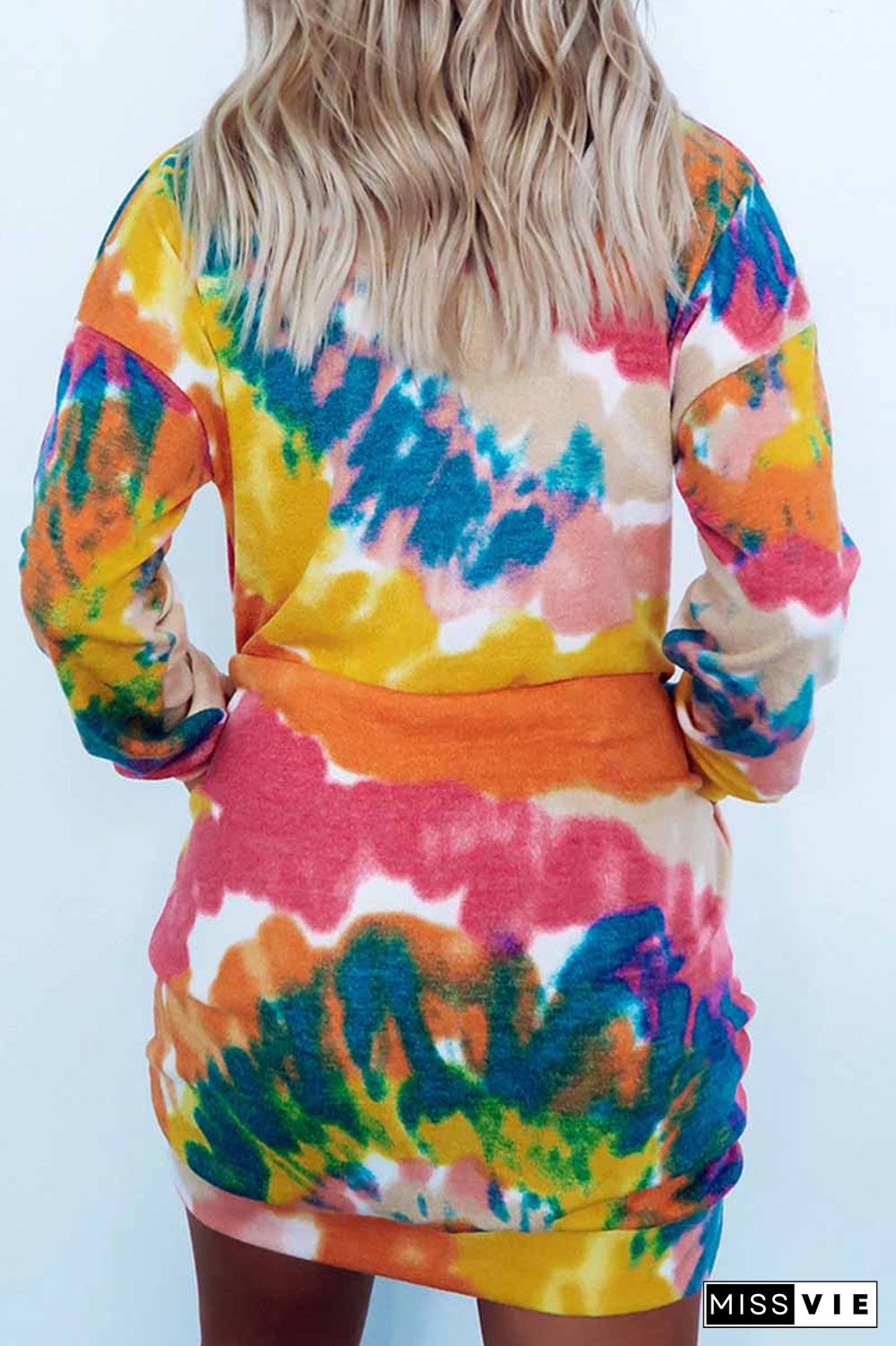 Round Neck Pullover Tie-Dye Printing Mini Dress