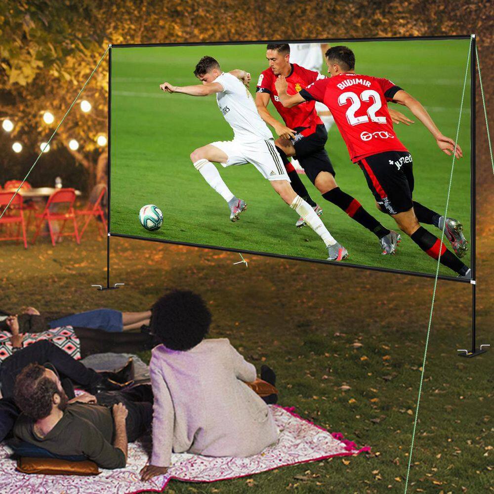 VEVOR 135 in. Movie Screen with Stand Portable Projector Screen 16:9 4K HD Easy Assembly Movie Screen for IndoorOutdoor Use DSTPMYC135DXK2VBGV0