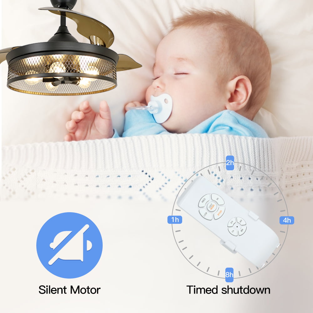 DingLiLighting Ceiling Fan with Light - Flush Mount Ceiling Fans with Lights , Low Profile Ceiling Fans with Remote Control,42