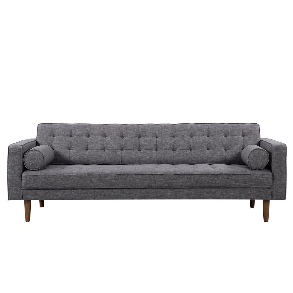 Element Sofa in Dark Gray Linen and Walnut Legs