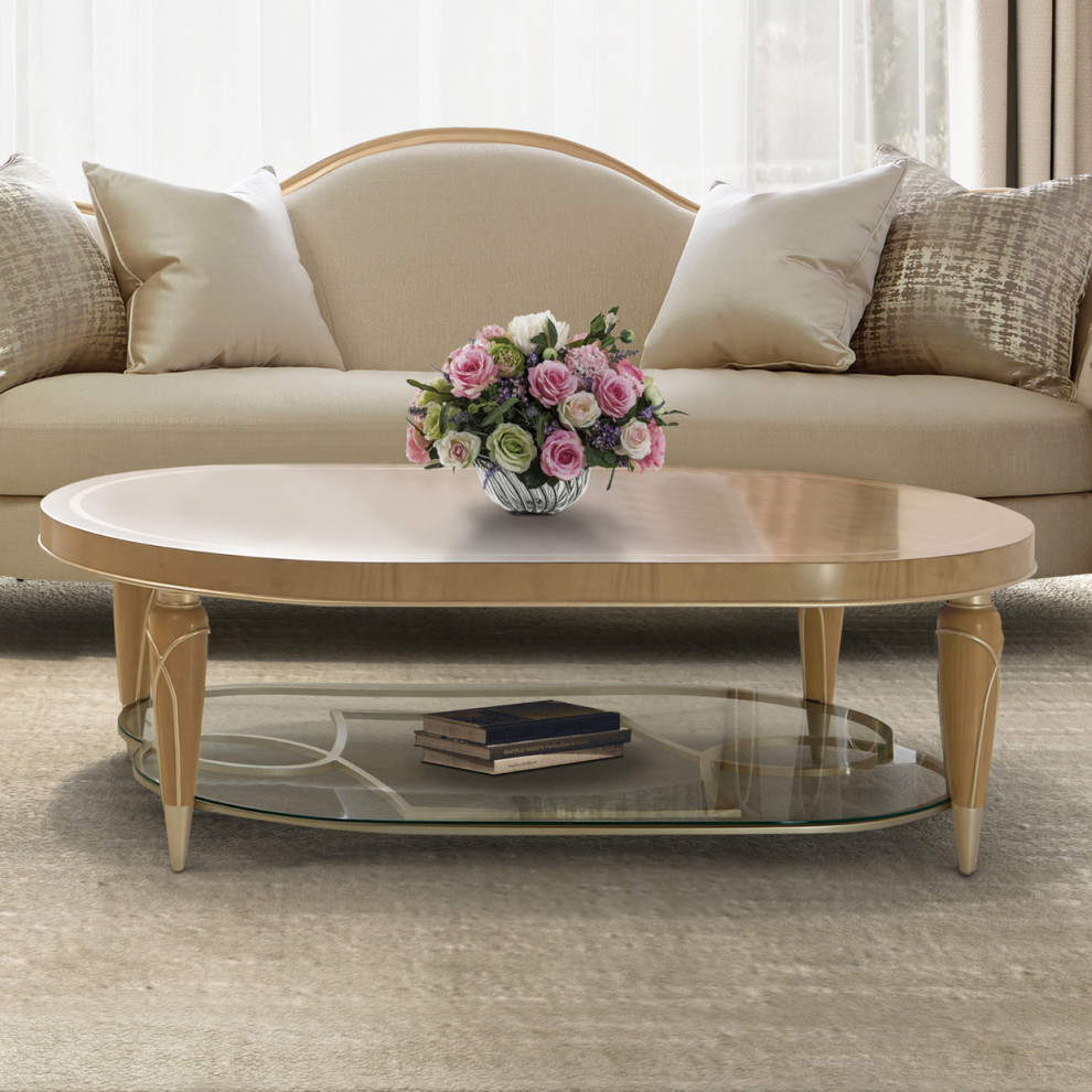 Villa Cherie Oval Cocktail Table   Caramel   Midcentury   Coffee Tables   by Michael Amini  Houzz