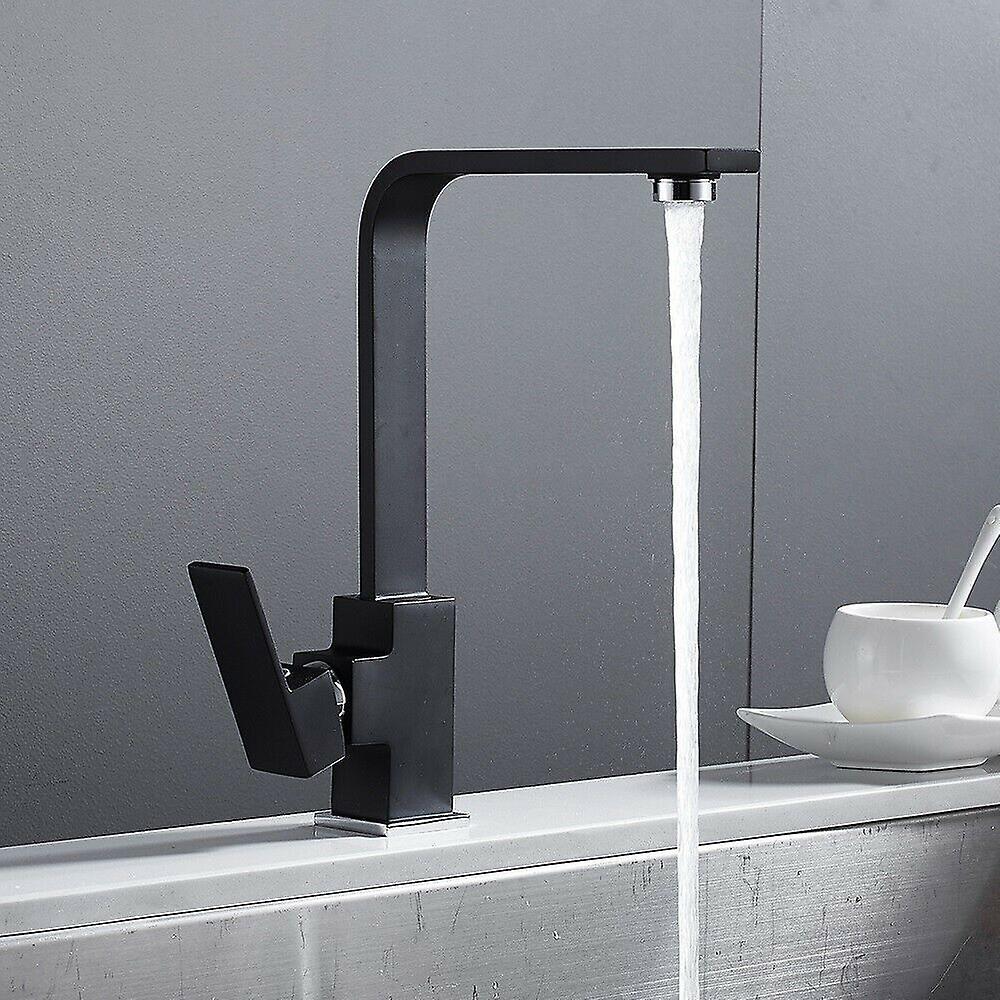 Kitchen Sink Mixer Taps Swivel Spout Single Lever Tap Mono Black Modern Faucets