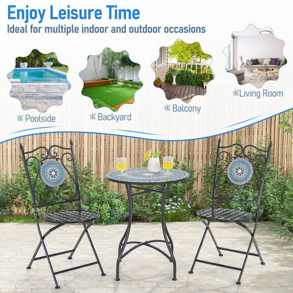 Costway 17823546 3 Piece Patio Bistro Set with Mos...