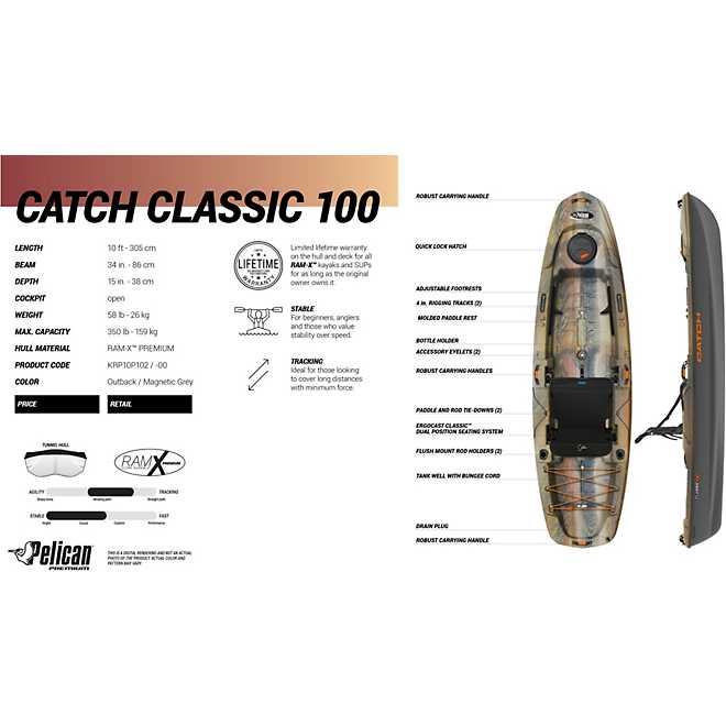 Pelican The Catch 100 Classic Sit On Top Fishing Kayak