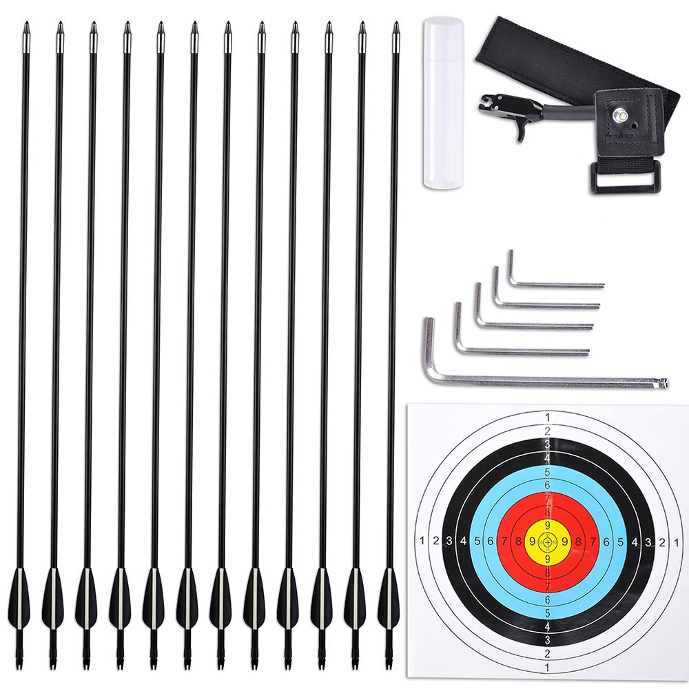 Yescom Archery Compound Bow Kit & 12 Carbon Arrows Fishing Bow