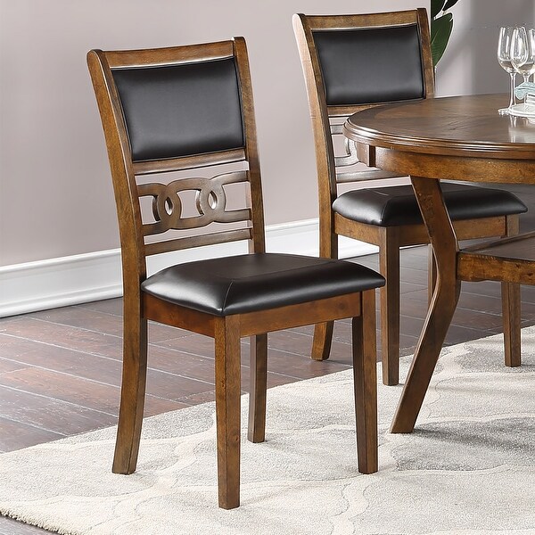 2 Set Set of 2 Upholstered Dining Chair in Walnut Finish