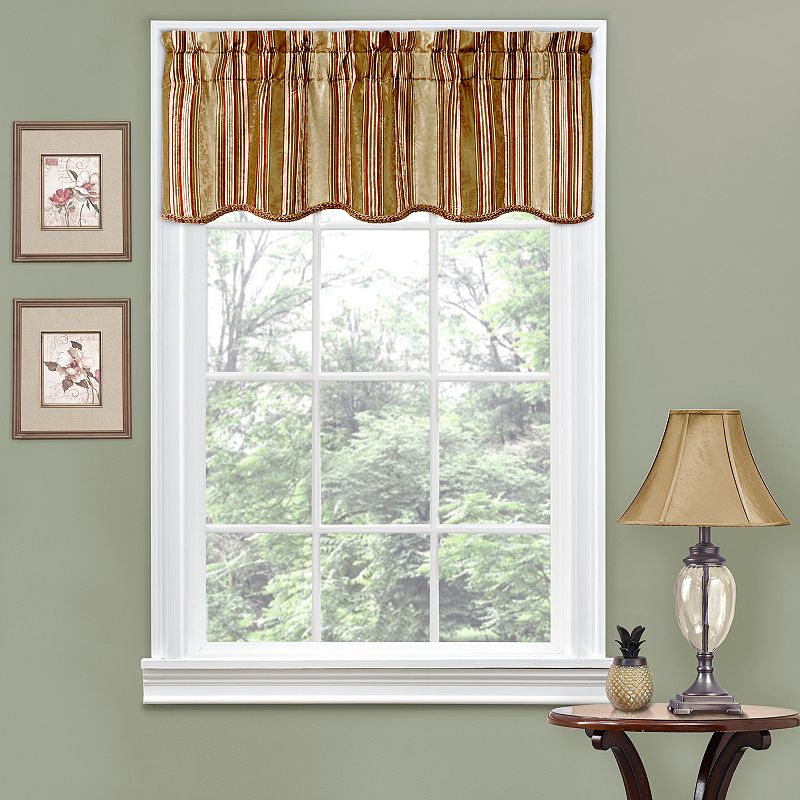 Traditions by Waverly Stripe Ensemble Scalloped Window Valance