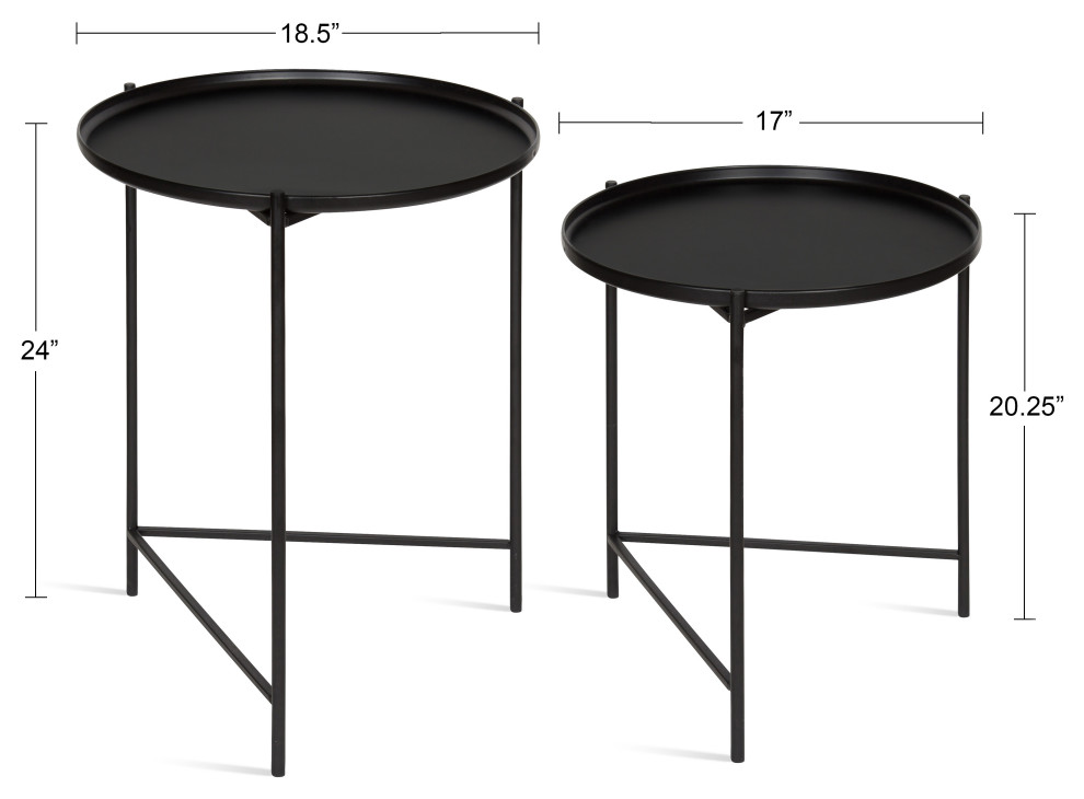 Kate and Laurel 2 Piece Ulani Nested Round Metal End Table Set  Black   Contemporary   Side Tables And End Tables   by Uniek Inc.  Houzz