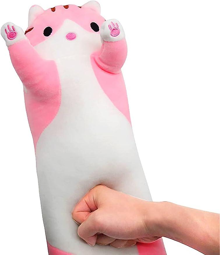 Cute Plush Cat Doll Cat Plush Pillow Doll Toy Soft Cat Stuffed Animals Long Pillow Toy Kitten Body Pillow Gift For Kids And Girlfriend (pink， 90cm)