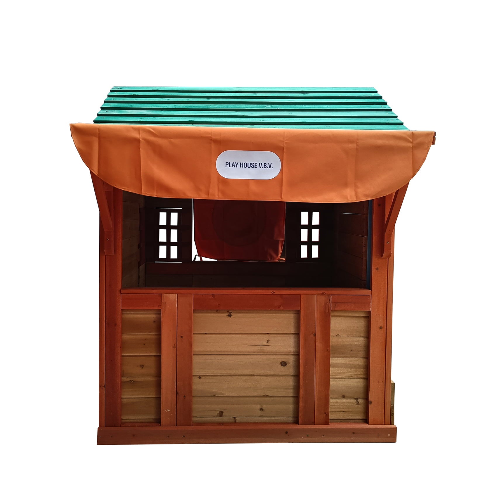 Game House for Kids 4-in-1 Garden Playhouse with Different Games on Every Surface, Solid wood, 61.4"L x 45.98"W x 64.17"H