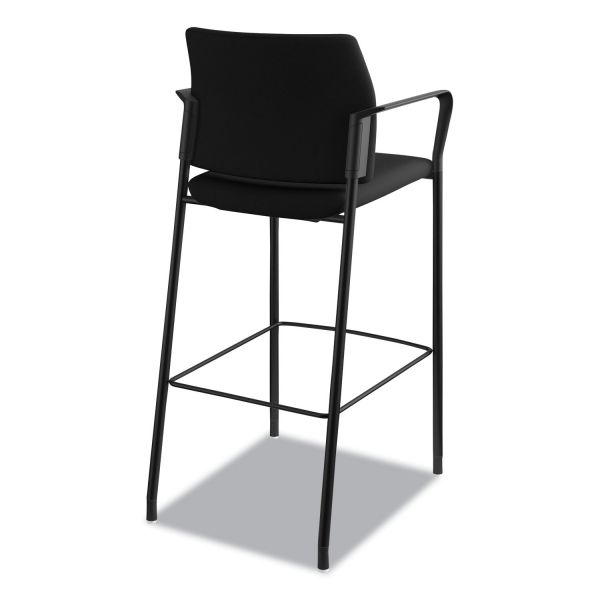 HON Accommodate? Series Café Stool with Fixed Arms， Black Fabric