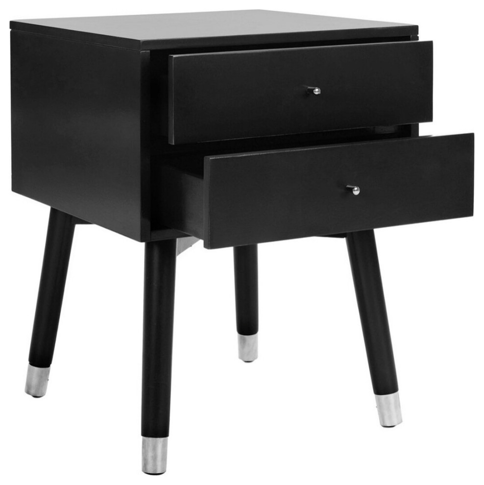 Yaris Mid Century Retro Silver Cap Nightstand Black/Silver   Midcentury   Side Tables And End Tables   by AED Luxury Home Decor  Houzz