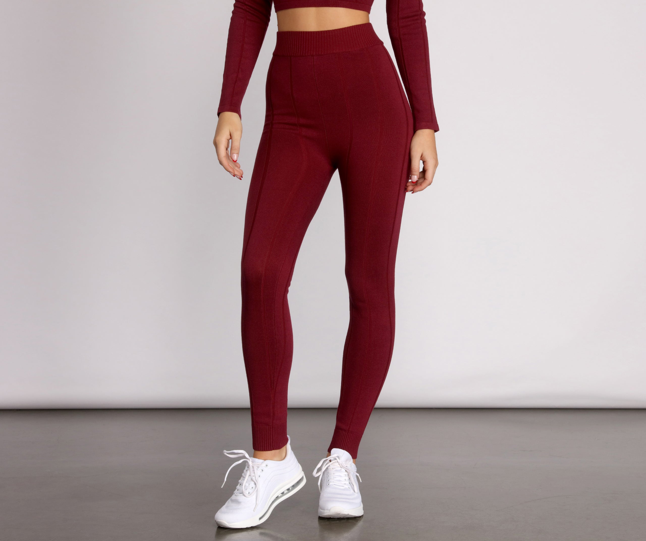 Basic High Waist Ribbed Leggings