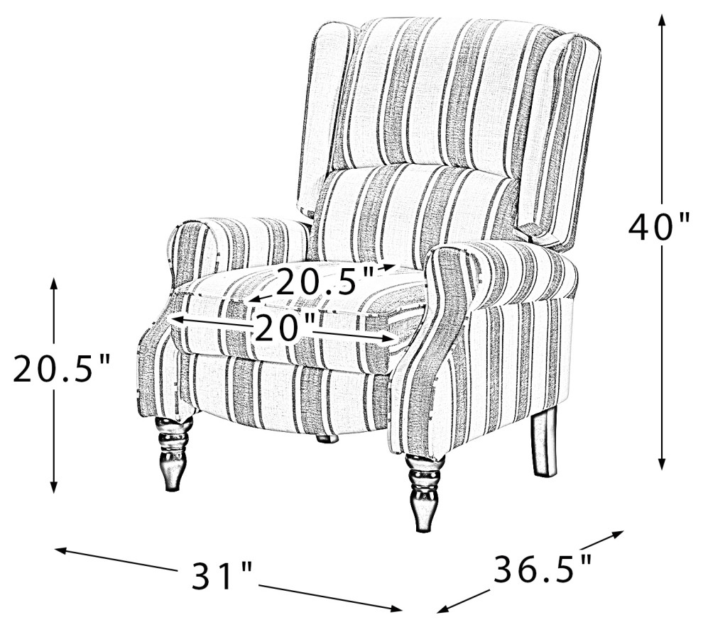 Modern Manual Wingback Recliner Set of 2   Farmhouse   Recliner Chairs   by Karat Home  Houzz