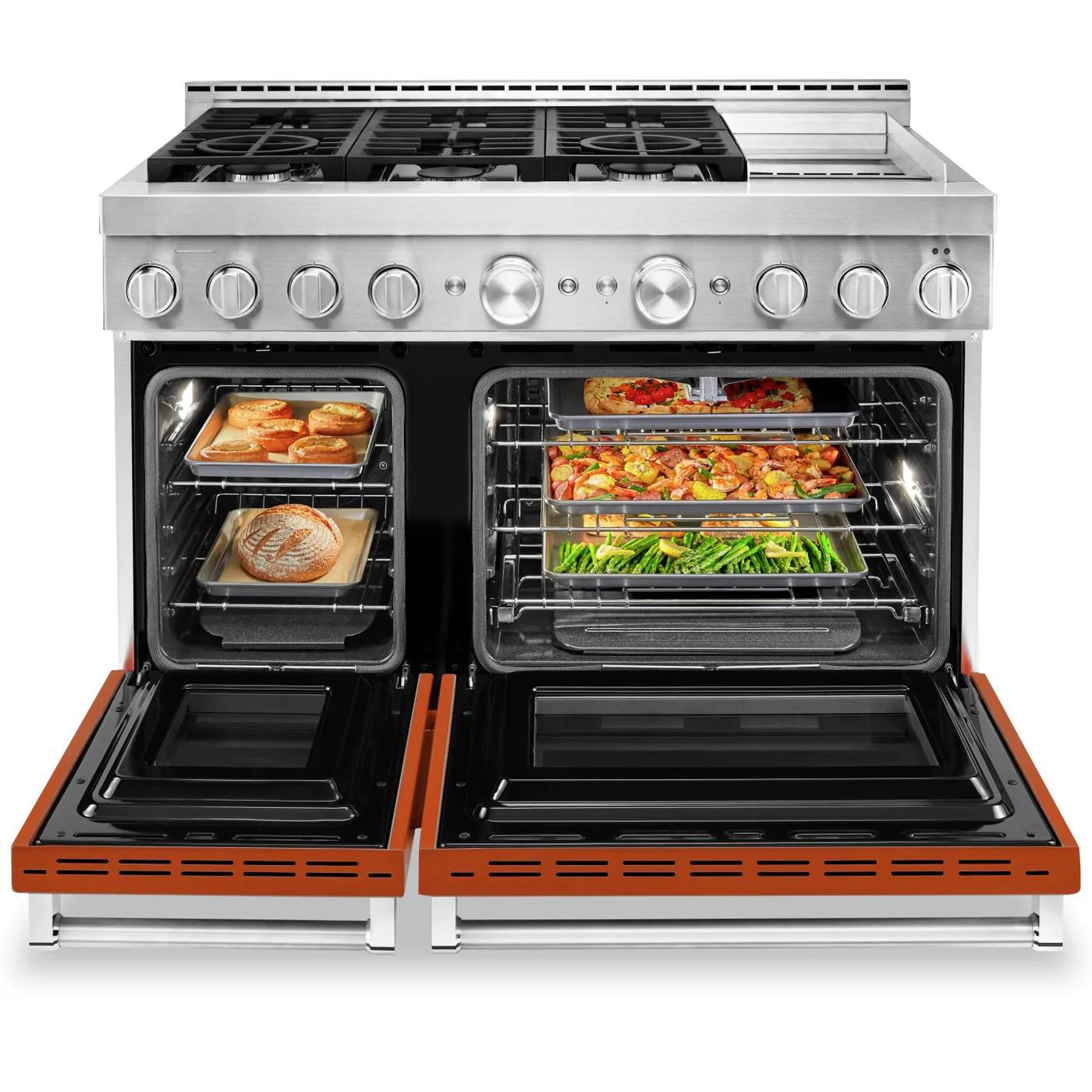 KitchenAid 48-inch Freestanding Dual Fuel Range with Even-Heat? True Convection KFDC558JSC