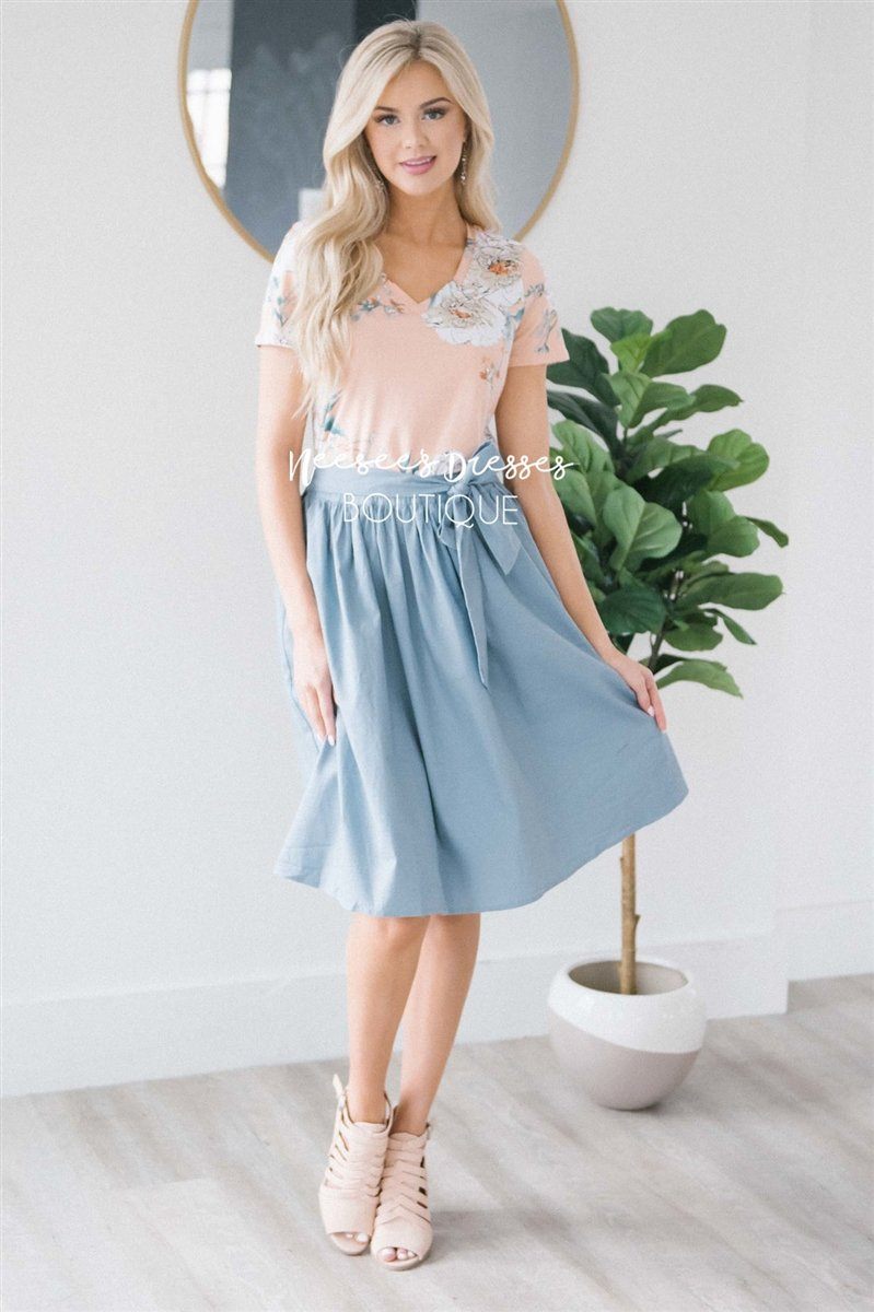 Chambray Tie Waist Skirt