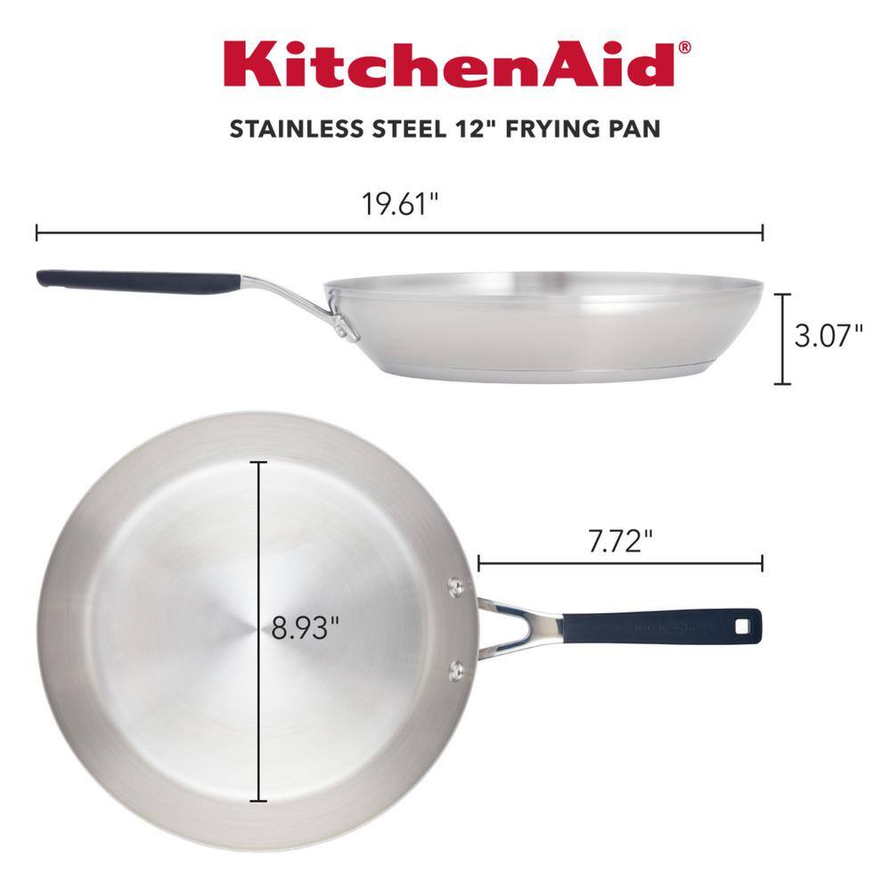 KitchenAid Stainless Steel 12 in. Stainless Steel Frying Pan Silver 71025