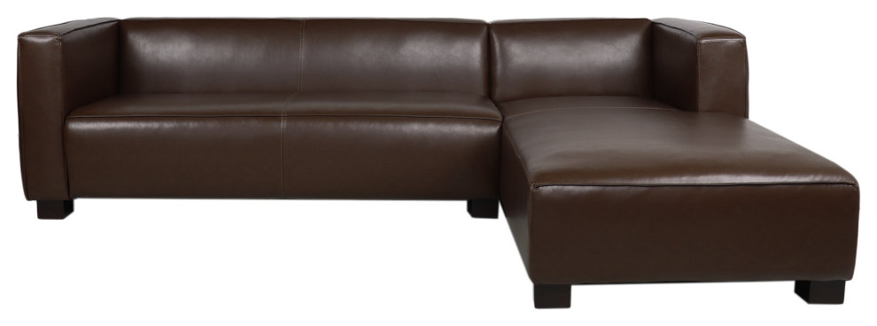 Comfortable Sectional Sofa  Faux Leather Seat With Tuxedo Arms   Contemporary   Sectional Sofas   by Decorn  Houzz