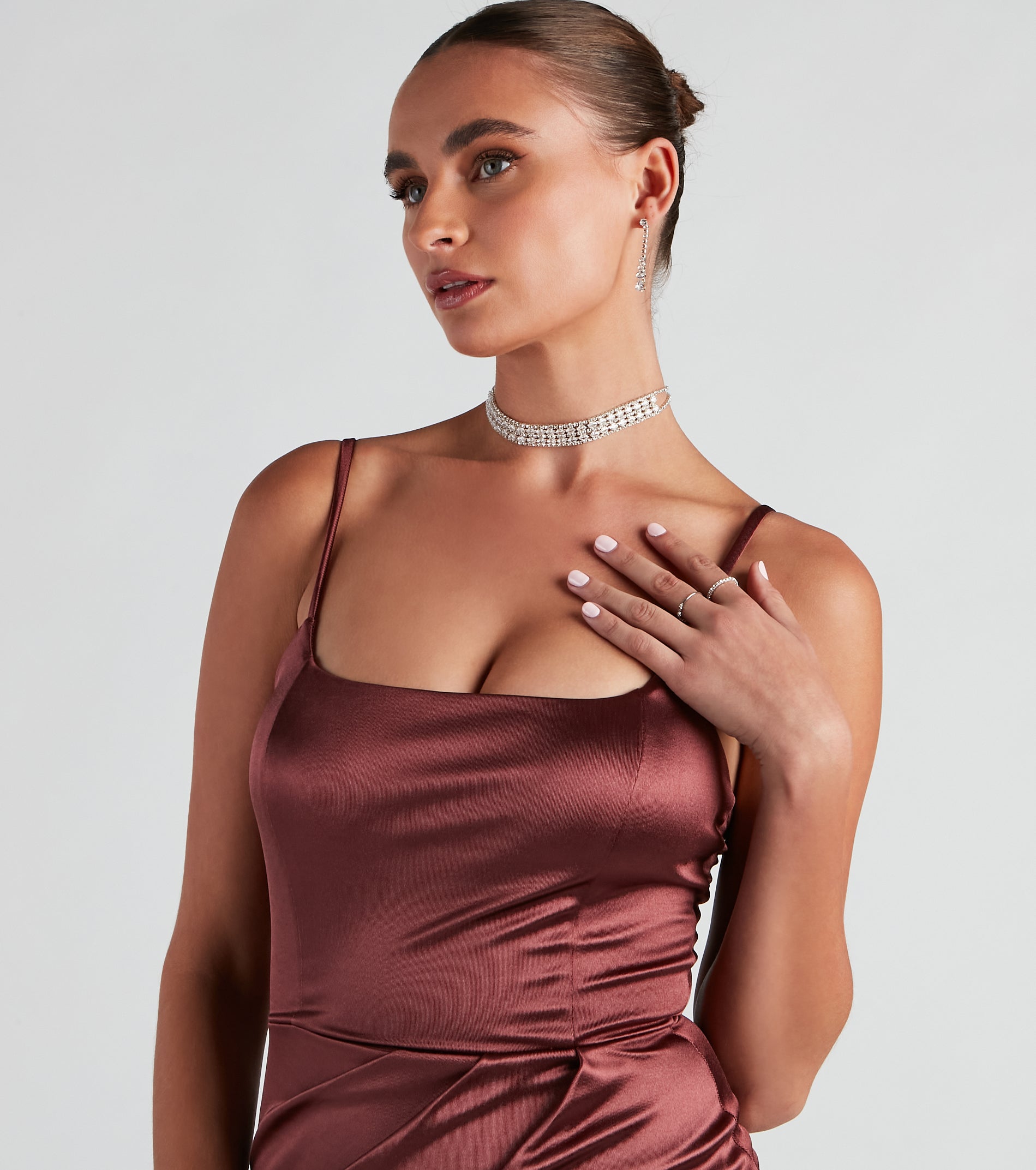 Cocktail Glam Satin Midi Dress