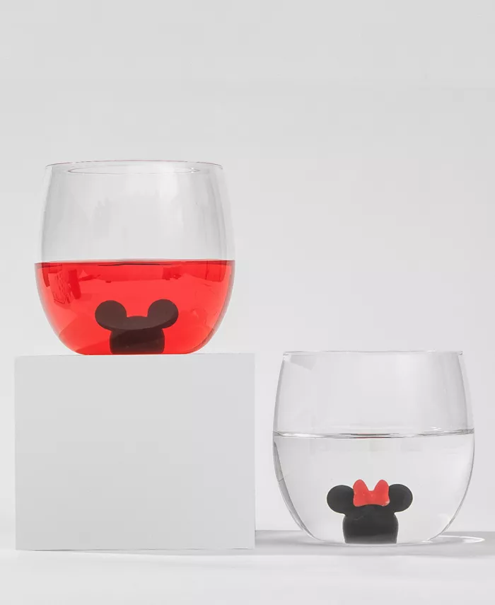 JoyJolt Mickey Minnie Icon Short Drinking Glass Set of 2