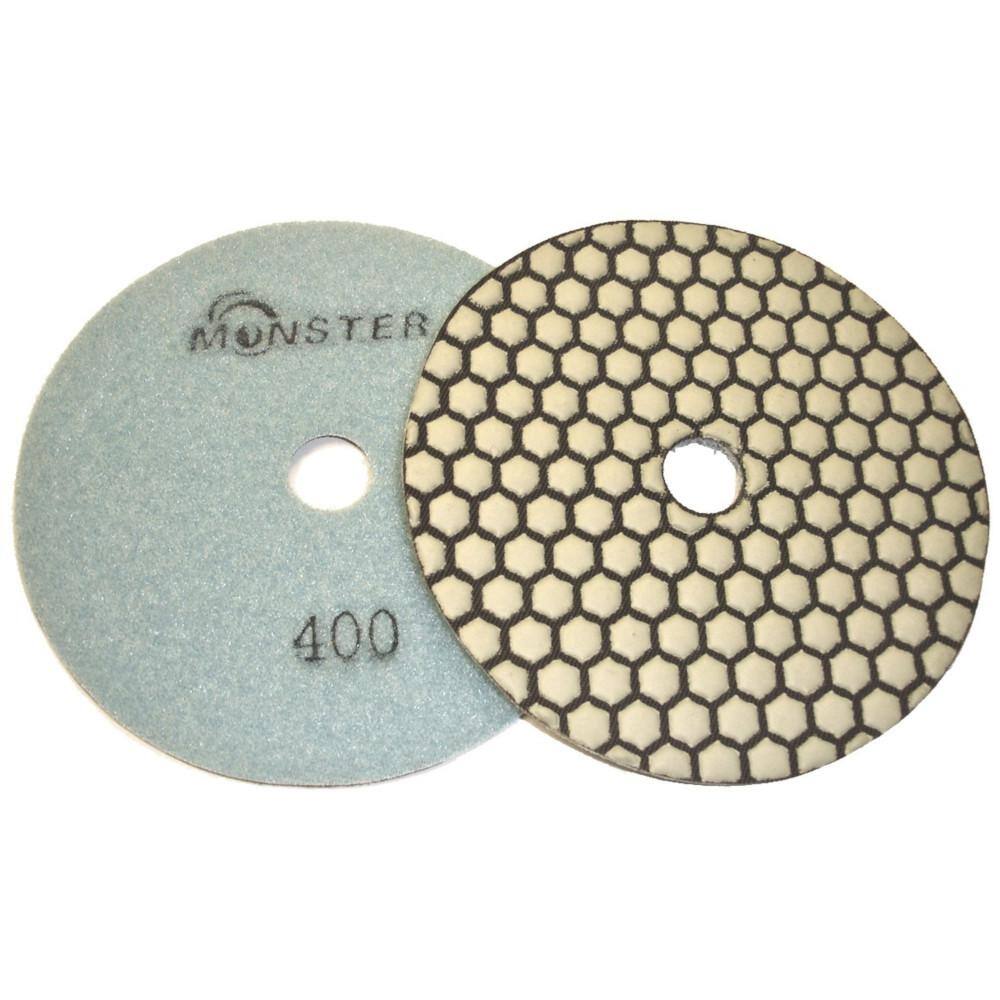 Monster 5 in. Dry Diamond Polishing Pads Set of 8 with Black Buff with Back Holder 5DPDNGSETB