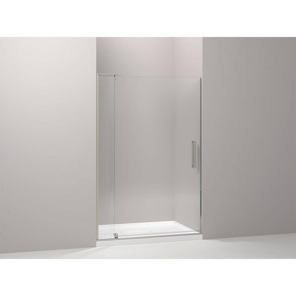 KOHLER Revel 48 in. x 70 in. Frameless Pivot Shower Door in Anodized Brushed Nickel with Handle 707551-L-BNK