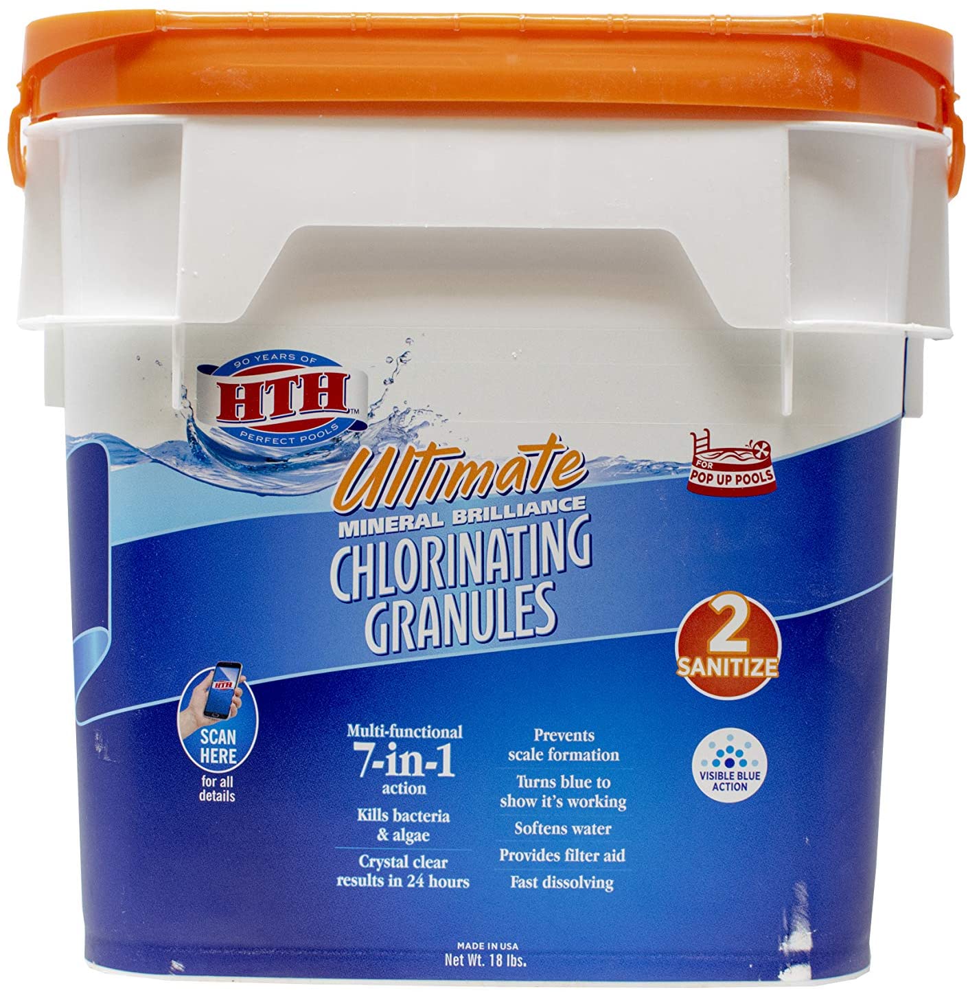 HTH 22008 Ultimate Mineral Brilliance Chlorinating Granules for Swimming Pools, 18 lbs