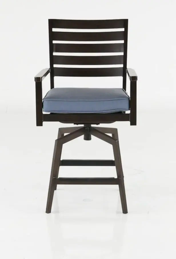 Adeline Denim Blue Swivel Outdoor Bar Stool