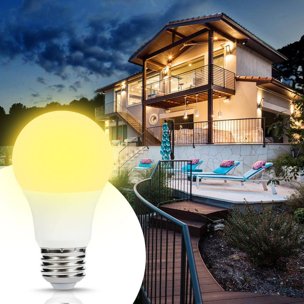 YANSUN 40-Watt Equivalent A19 6W Non-Dimmable Dusk to Dawn LED Light Bulb E26 Base in Warm White 2700K (4-Pack) H-DB18002DGU10-6