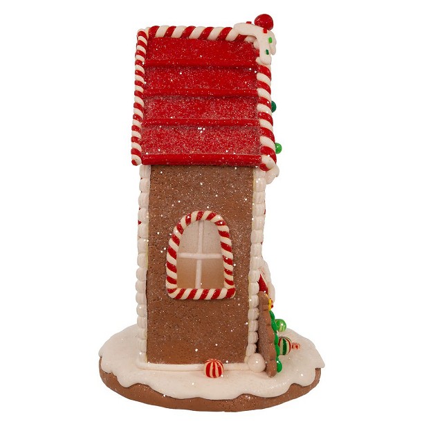 Kurt Adler 8 5 Inch Battery operated Light Up Gingerbread House With Santa Table Piece