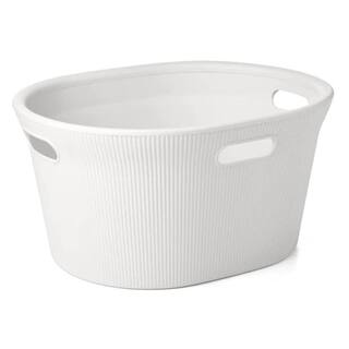 SUPERIO 35 l White Smoke Plastic Ribbed Laundry Basket 092