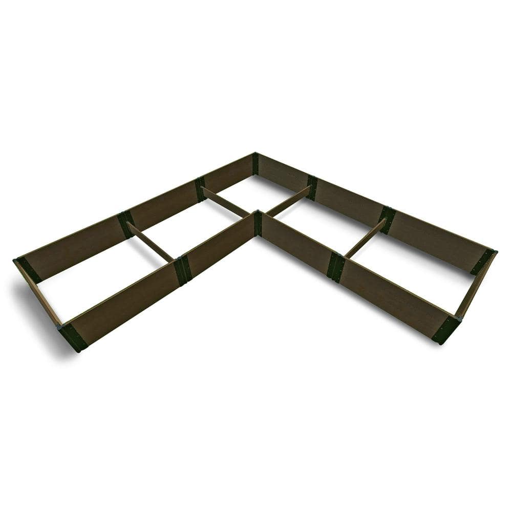 Frame It All 12 ft. x 12 ft. x 16.5 in. - 1 in. Profile Uptown Brown Tool-Free Composite Raised Garden Bed 'L' Shaped 300003452