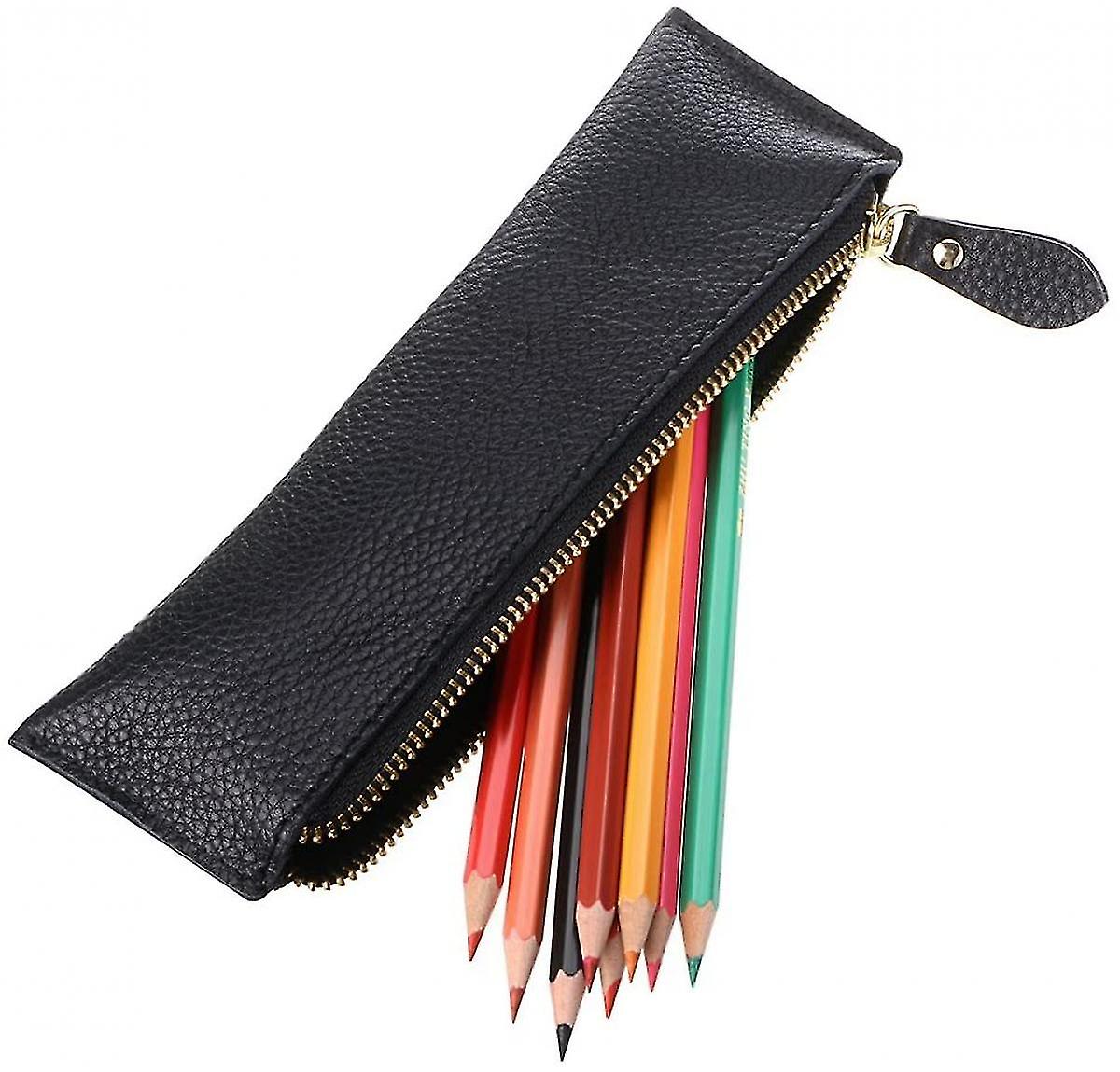 Veeki Pencil Case - Zippered Pen Case Stationery Bag Zipper Pouch Pencil Holder (new Black)